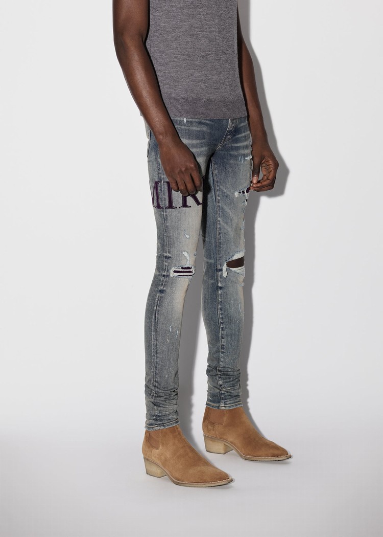 Amiri Serif Logo Jeans Herr Indigo | 31280-CJFQ