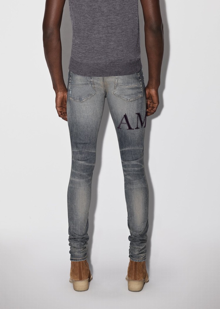 Amiri Serif Logo Jeans Herr Indigo | 31280-CJFQ