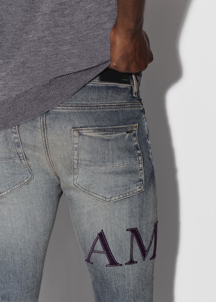 Amiri Serif Logo Jeans Herr Indigo | 31280-CJFQ