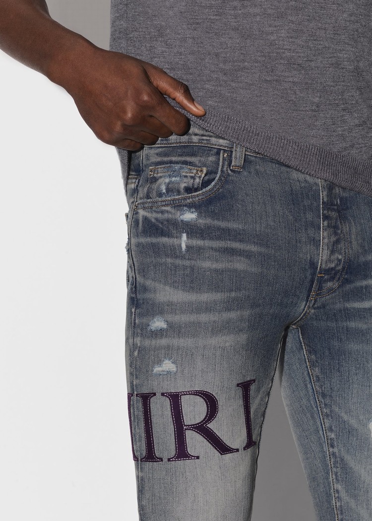 Amiri Serif Logo Jeans Herr Indigo | 31280-CJFQ