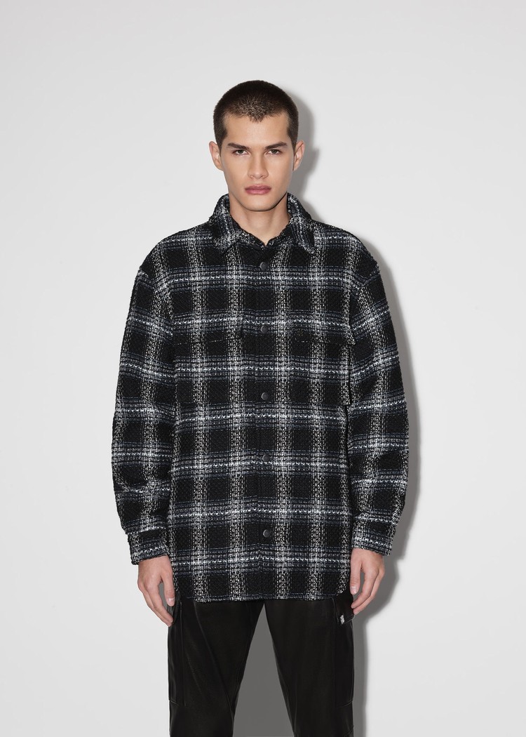 Amiri Shadow Plaid Vadderad Skjorta Herr Svarta Grå | 13975-RHZC