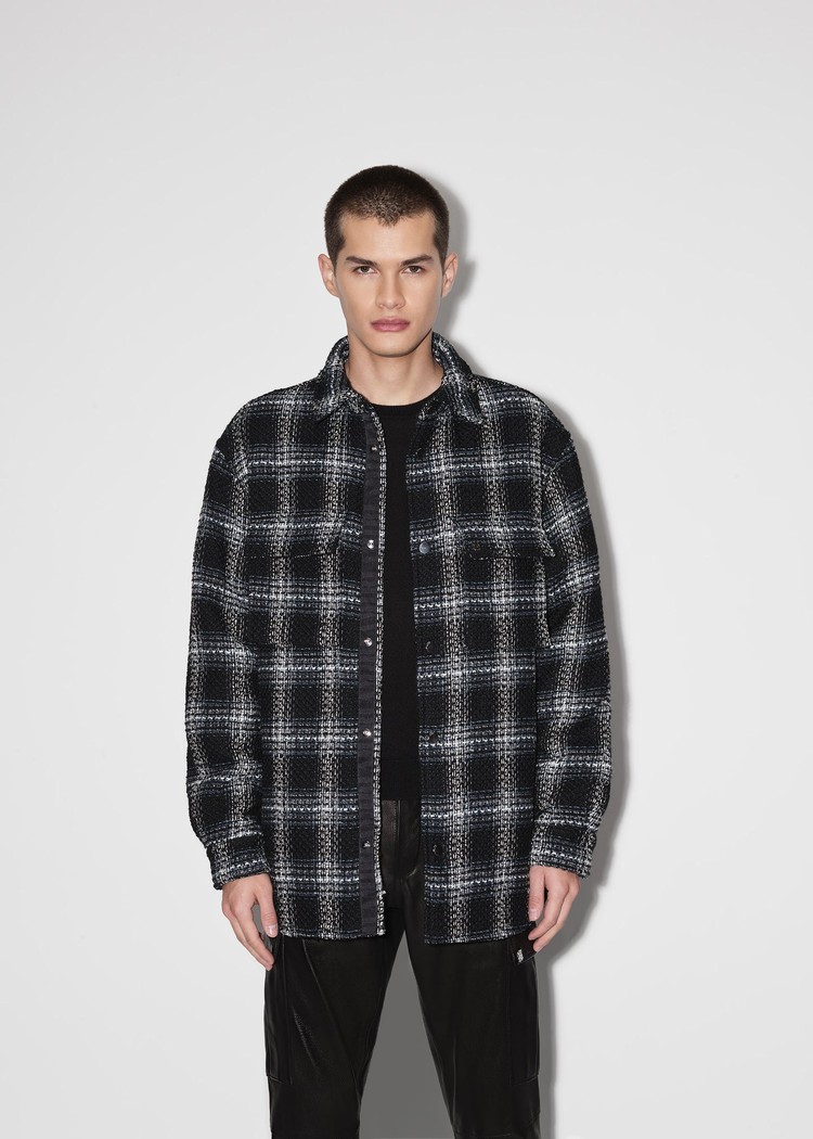 Amiri Shadow Plaid Vadderad Skjorta Herr Svarta Grå | 13975-RHZC