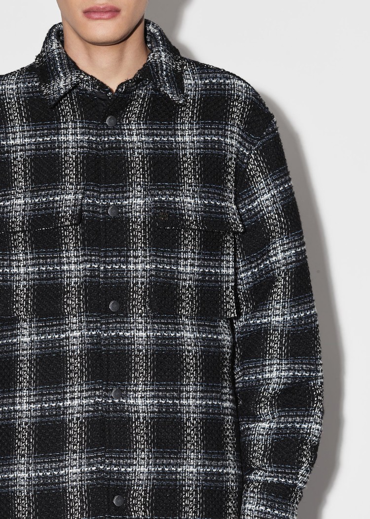 Amiri Shadow Plaid Vadderad Skjorta Herr Svarta Grå | 13975-RHZC