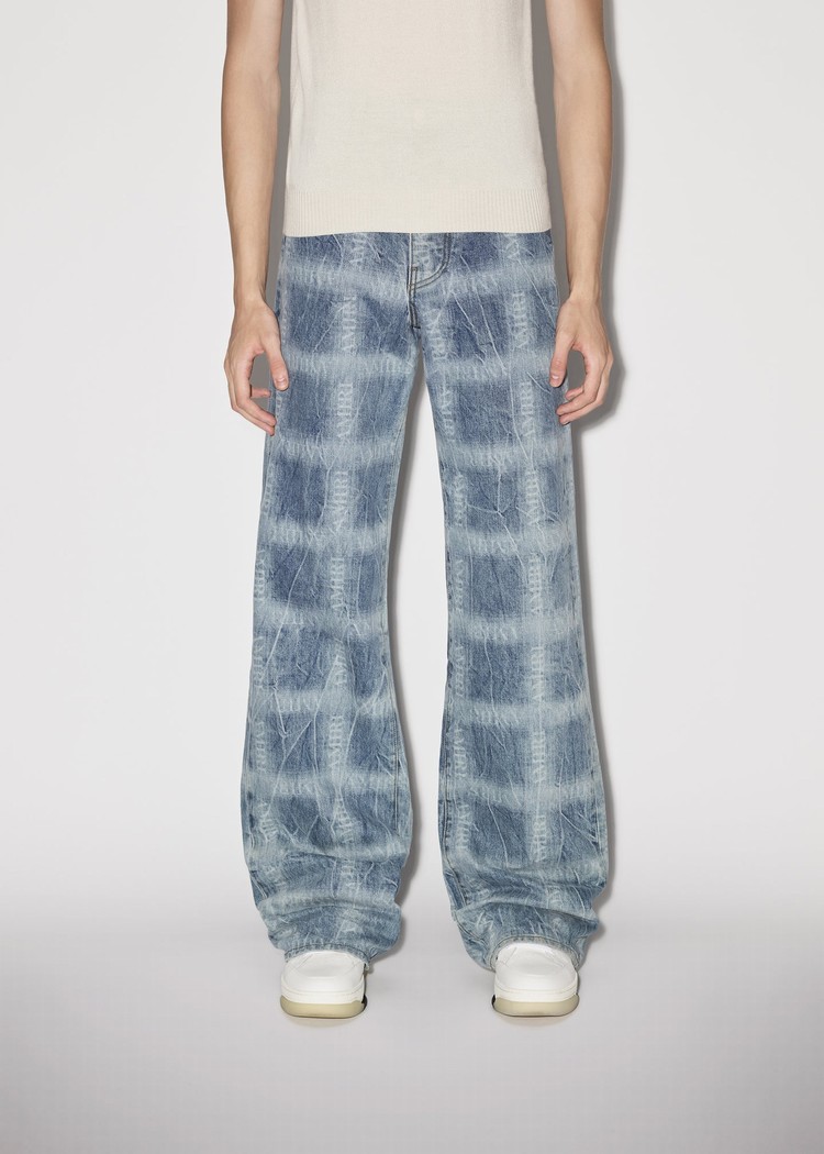 Amiri Shadow Plaidgy Jeans Herr Indigo | 71328-ZLIW