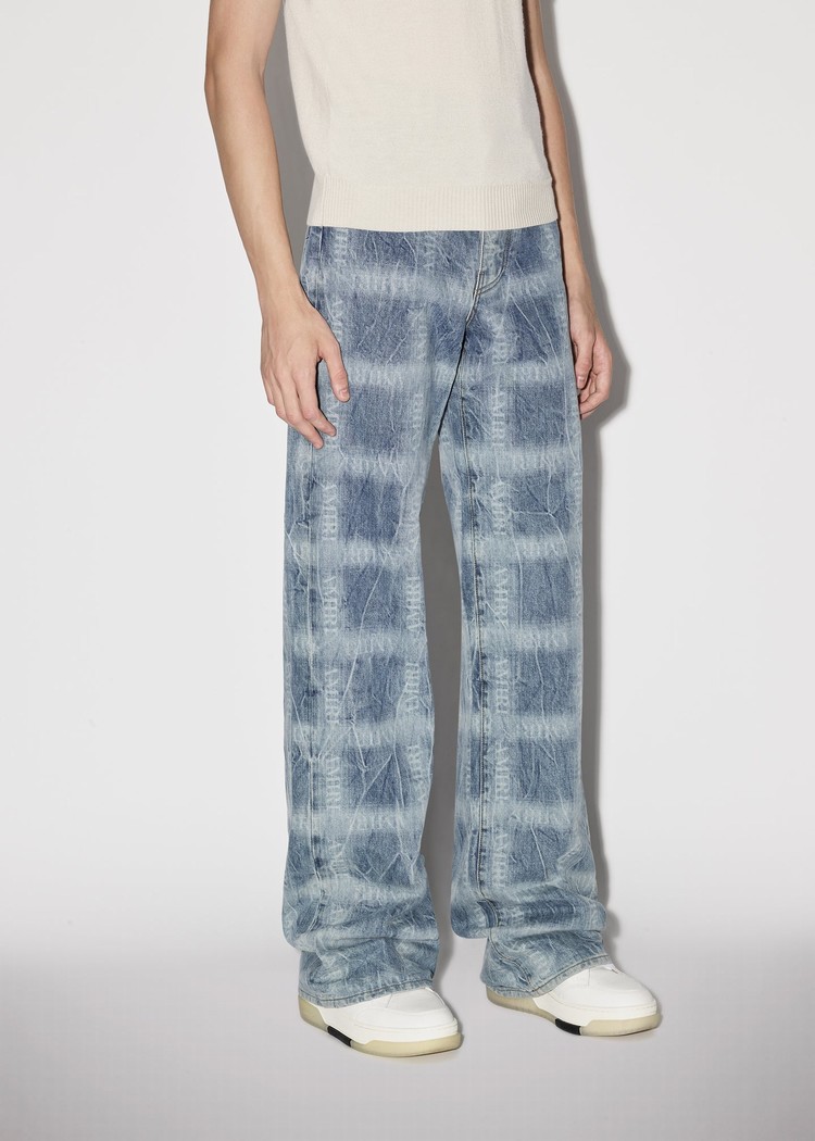 Amiri Shadow Plaidgy Jeans Herr Indigo | 71328-ZLIW