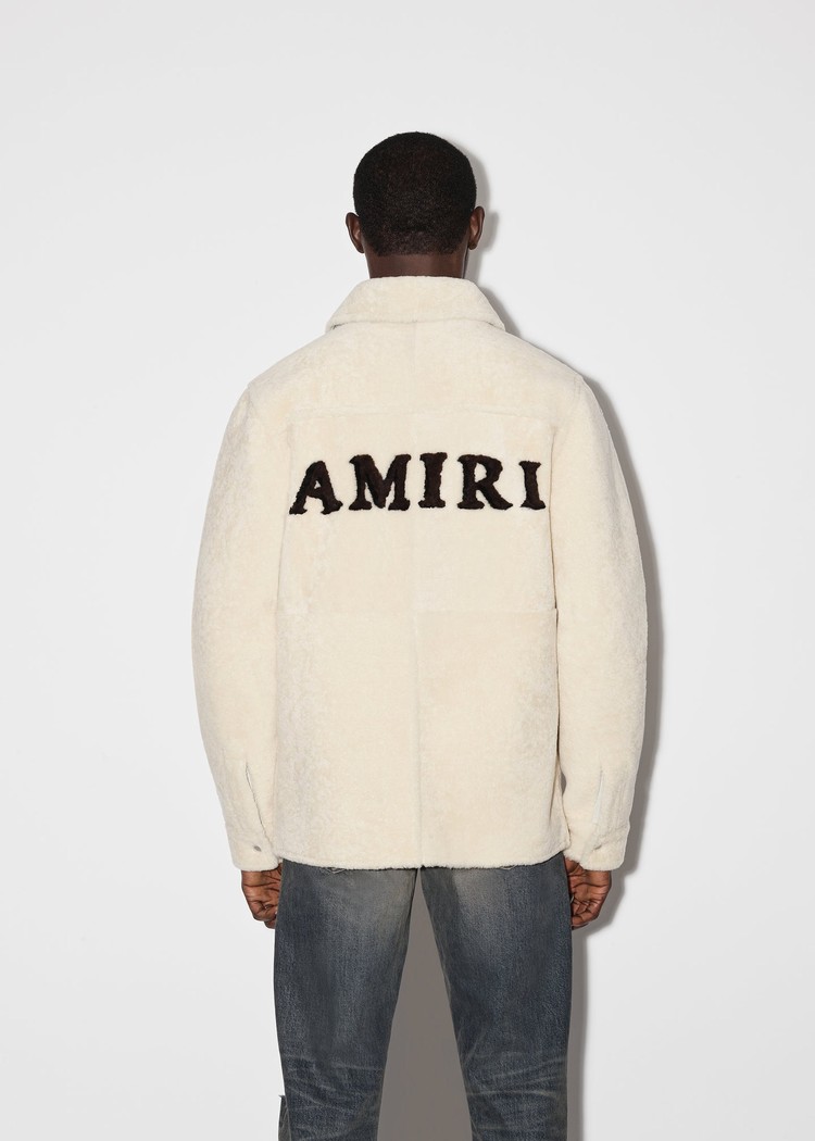 Amiri Shearling Lädertoppar Herr Beige | 43587-DJTE