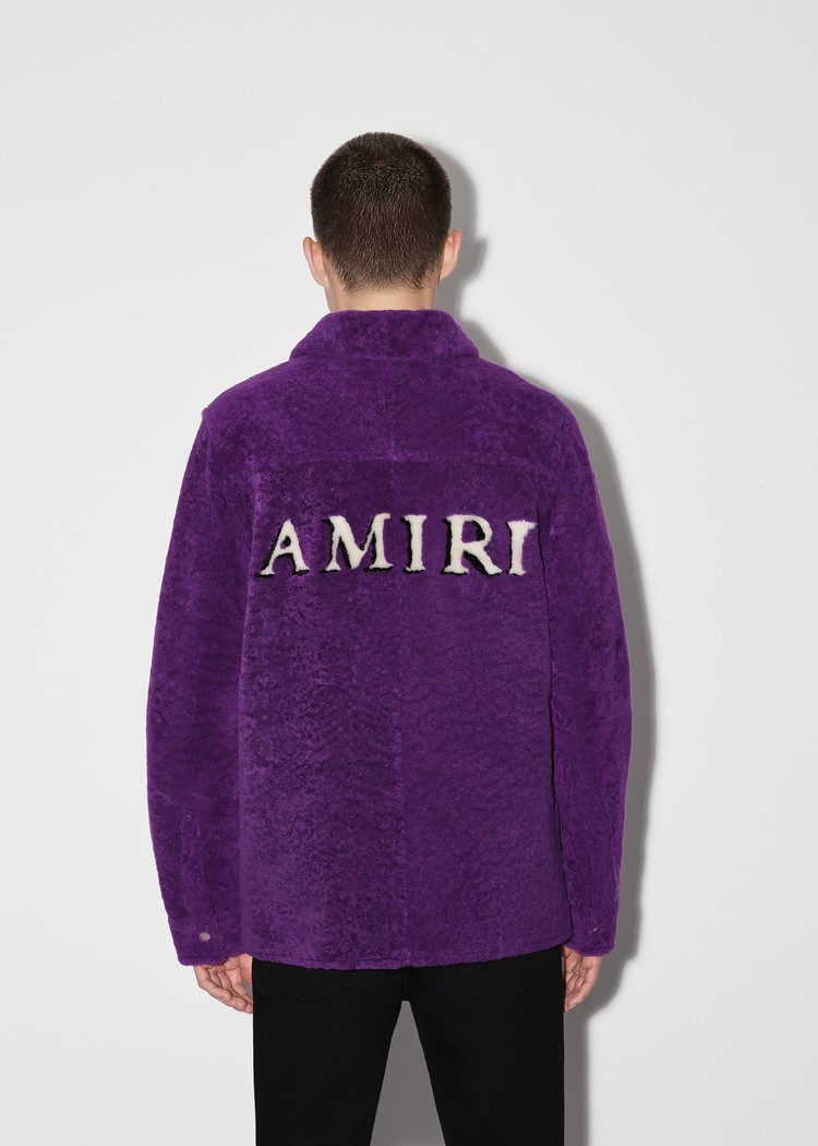 Amiri Shearling Lädertoppar Herr Lila | 51407-ULVJ