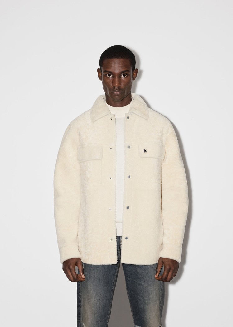 Amiri Shearling Skjorta Herr Beige | 39872-HFQC