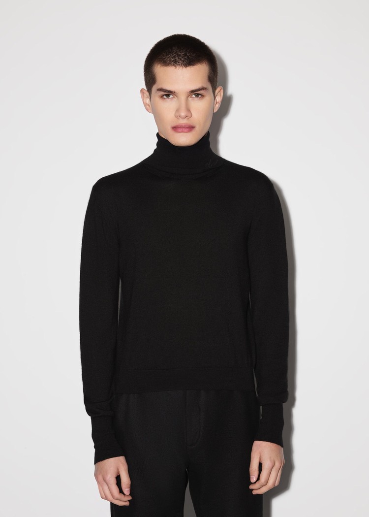 Amiri Solid Turtleneck Stickat Herr Svarta | 72953-ENYT