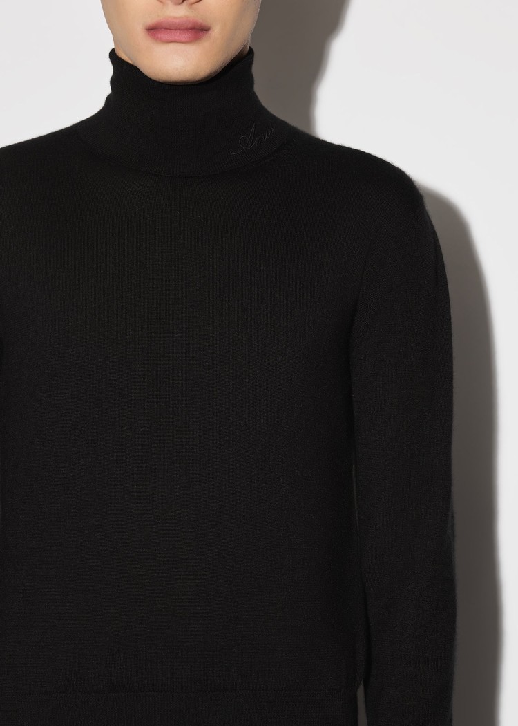 Amiri Solid Turtleneck Stickat Herr Svarta | 72953-ENYT