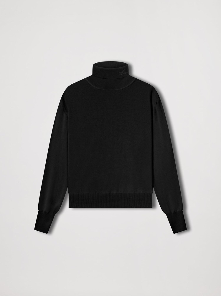 Amiri Solid Turtleneck Stickat Herr Svarta | 72953-ENYT