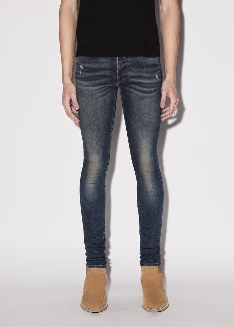 Amiri Stack Jeans Herr Blå | 75914-FTJA