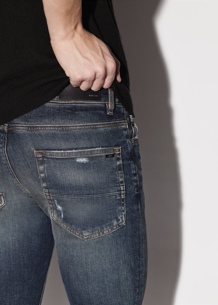 Amiri Stack Jeans Herr Blå | 75914-FTJA