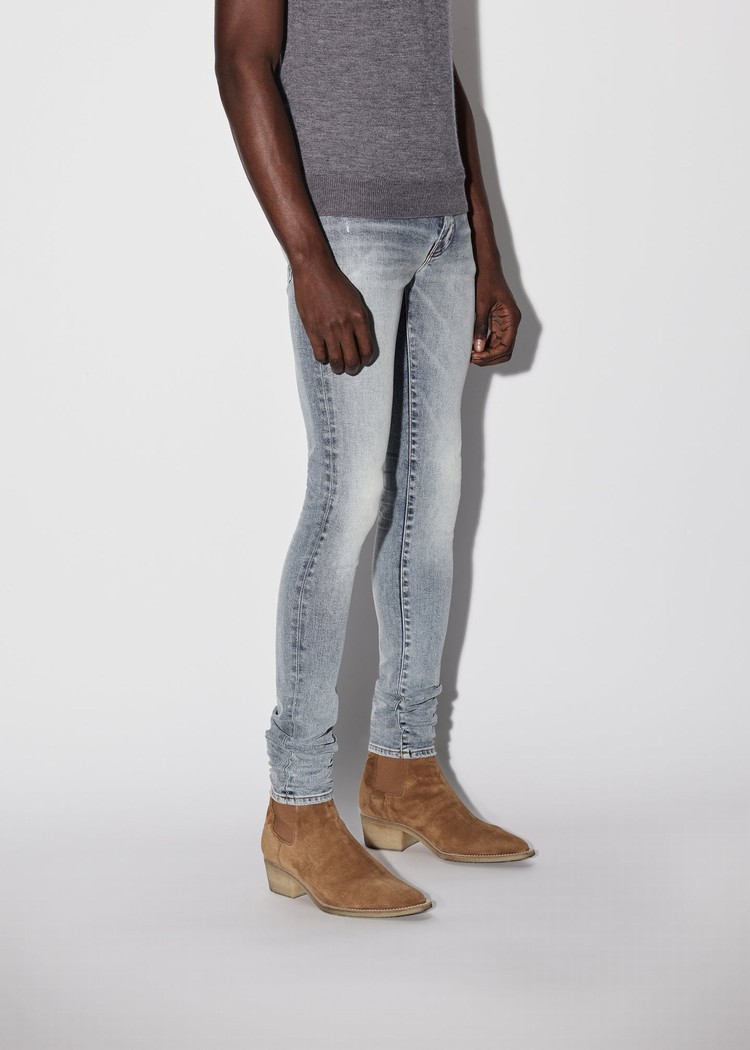 Amiri Stack Jeans Herr Grå Indigo | 27685-OVMQ