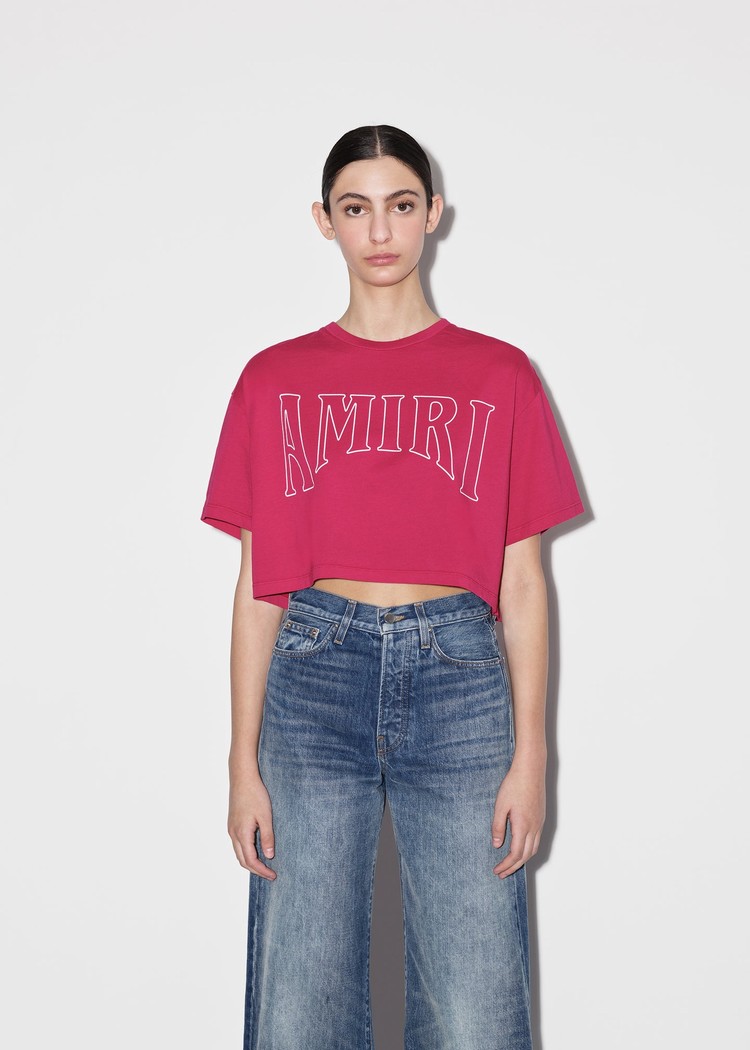 Amiri Sun Cropped T-shirt Dam Röda | 97541-CHAD