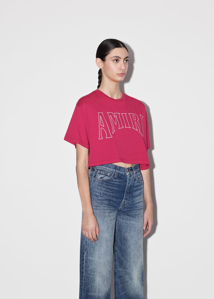 Amiri Sun Cropped T-shirt Dam Röda | 97541-CHAD