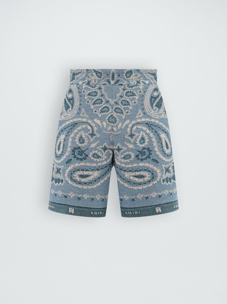 Amiri Tapestry Bandanagy Shorts Herr Blå | 98746-RHBJ