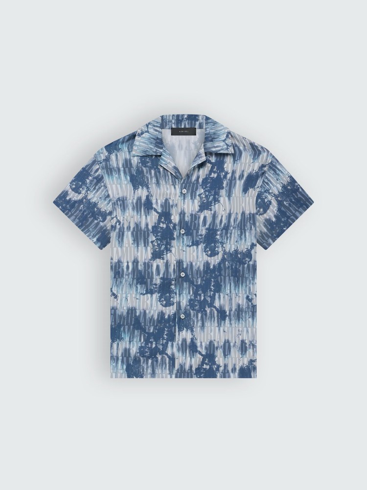 Amiri Tie Dye Bowling Skjorta Herr Blå | 21509-BZKR