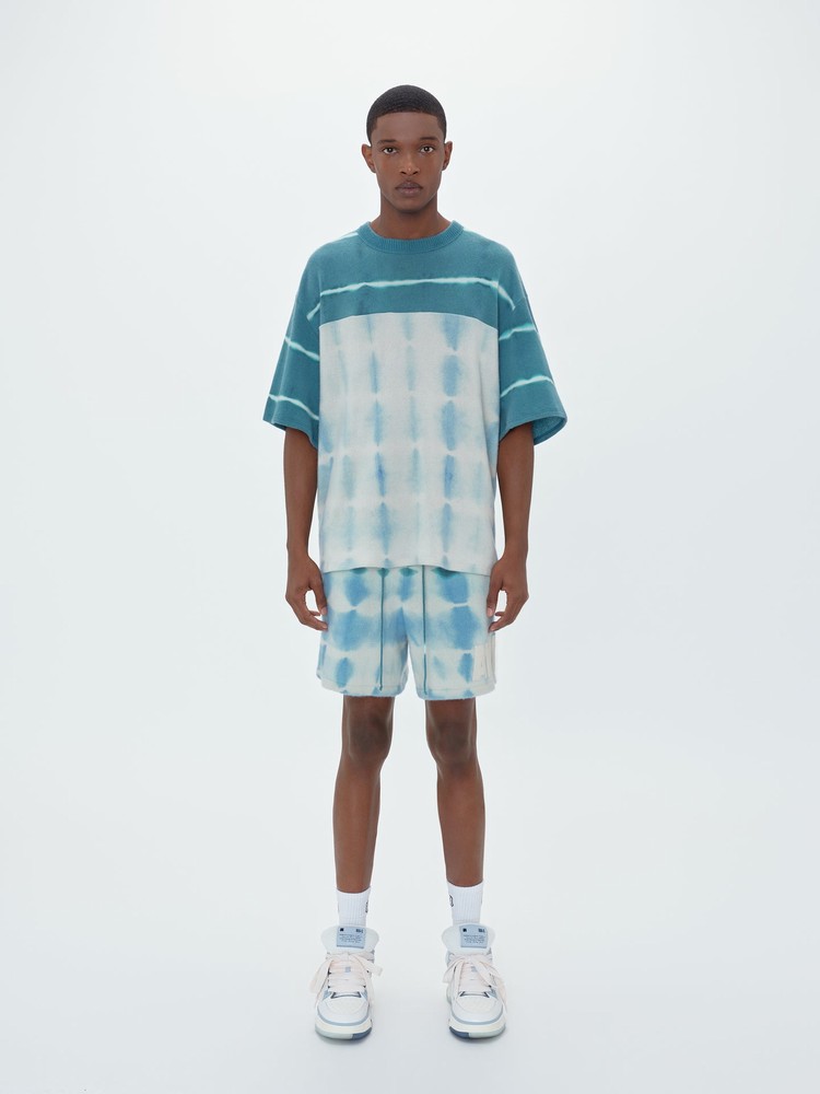 Amiri Tie Dye Knit Football Jersey Stickat Herr Blå | 41592-VRTH