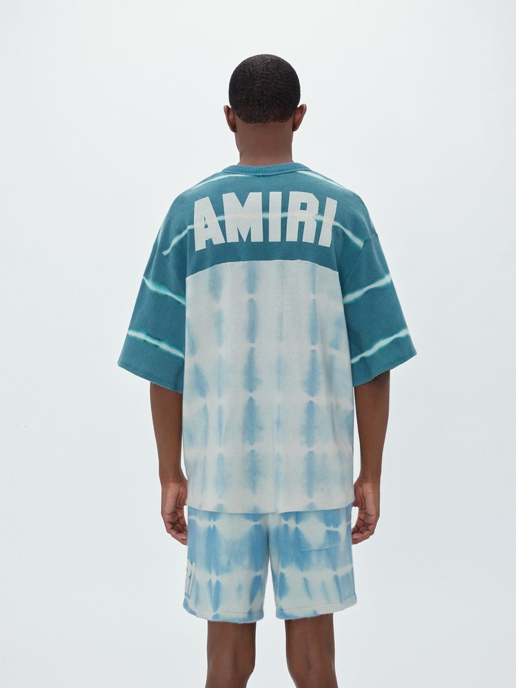 Amiri Tie Dye Knit Football Jersey Stickat Herr Blå | 41592-VRTH