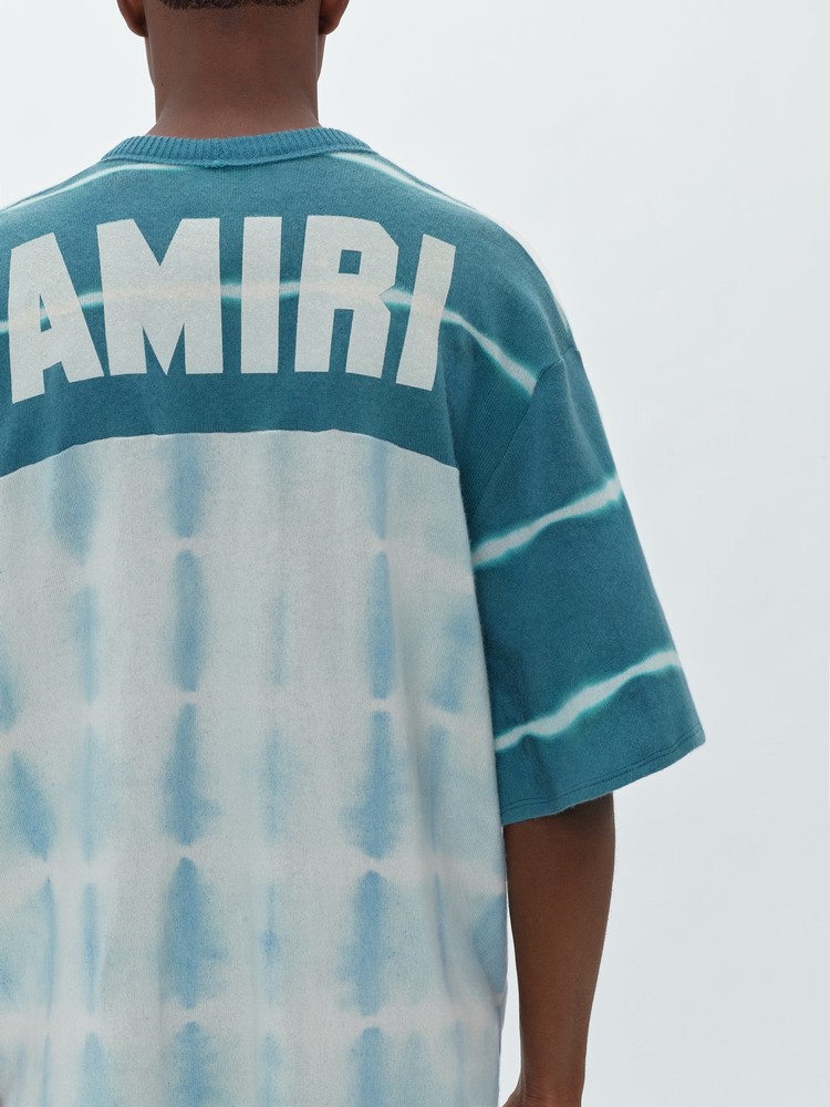 Amiri Tie Dye Knit Football Jersey Stickat Herr Blå | 41592-VRTH