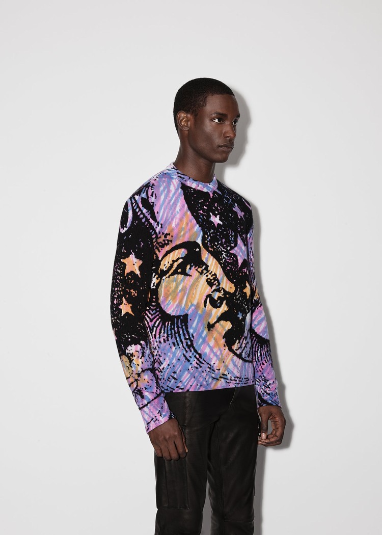 Amiri Tie Dye Moon Crewneck Tröjor Herr Svarta | 67430-YQMG